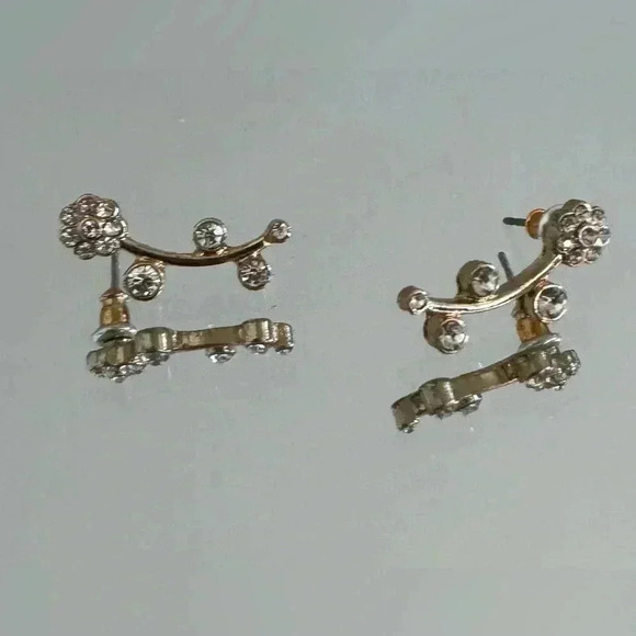💟💎Vintage Crystal Floral  Stem Earrings - Picture 2 of 13